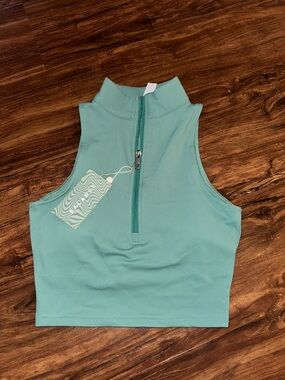 Vitality / Balance Athletica Teal High-Neck Zip Crop NWT MEDIUM